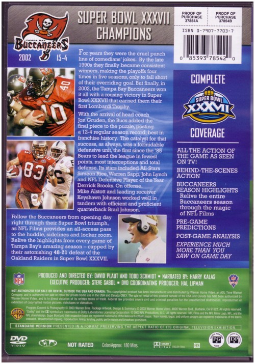 New DVD - NFL Super Bowl XXXVII - Tampa Bay Buccaneers